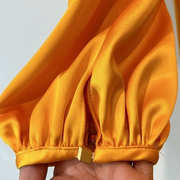 Ieena for Mac Duggal V-Neck Princess Bell Long Dress yellow gown plus size 14 - Picture 5 of 14